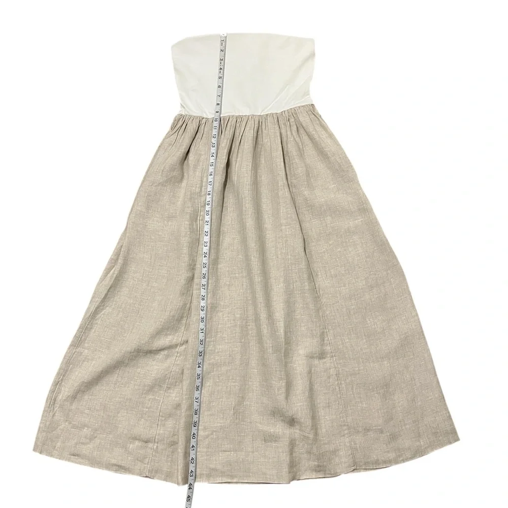 The Drop Women's Cream khaki Hellen Strapless Mixed Media Maxi Dress Medium - Picture 4 of 13